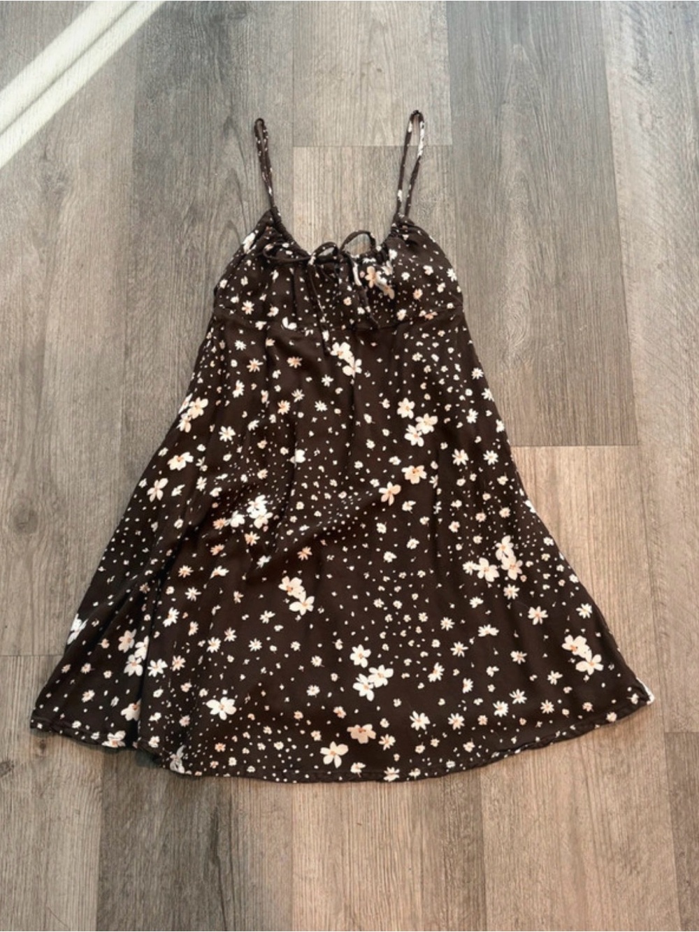 RVCA Brown Floral Tie Front Mini Sundress XS